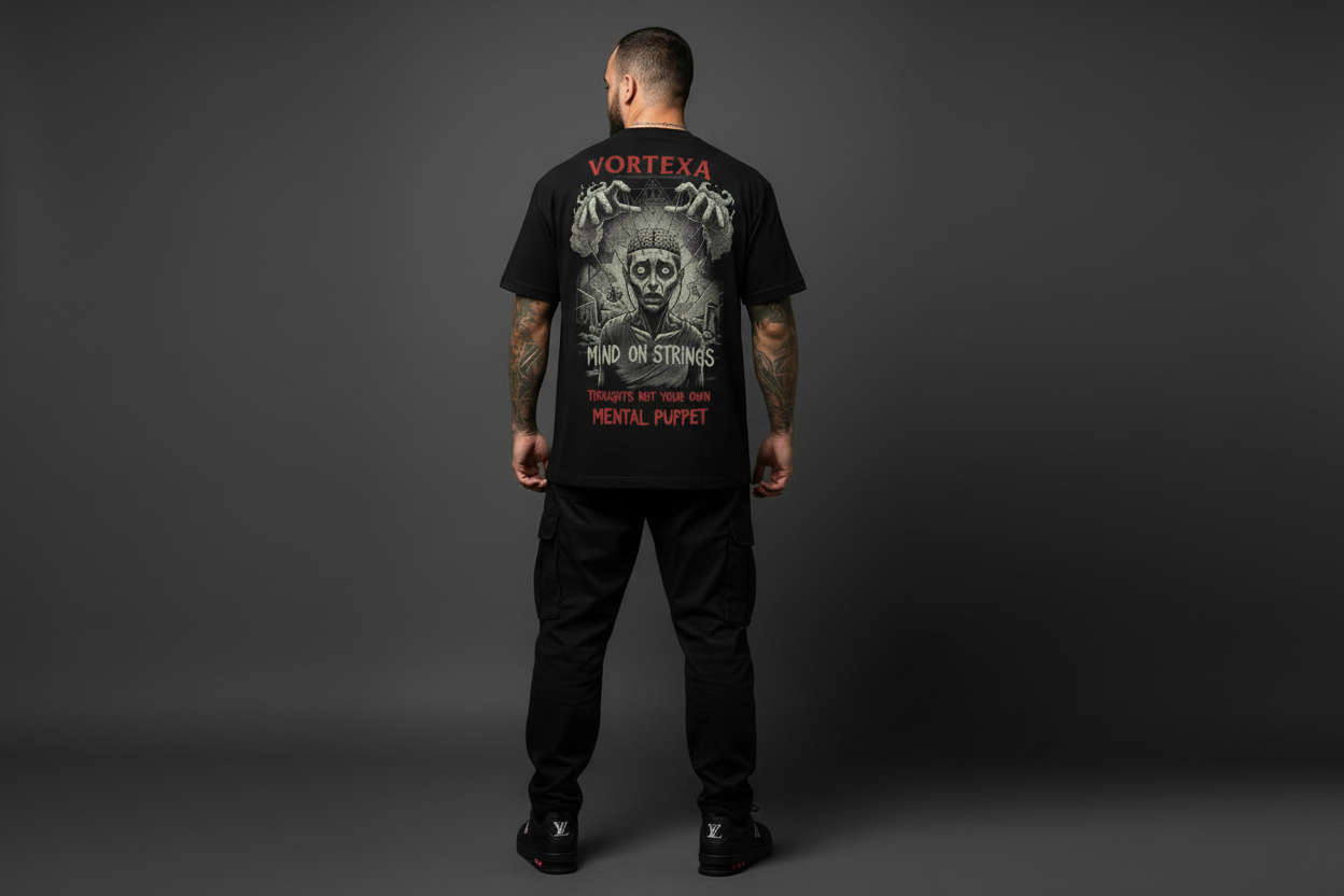 Гръб с черна тениска - Mind on Strings