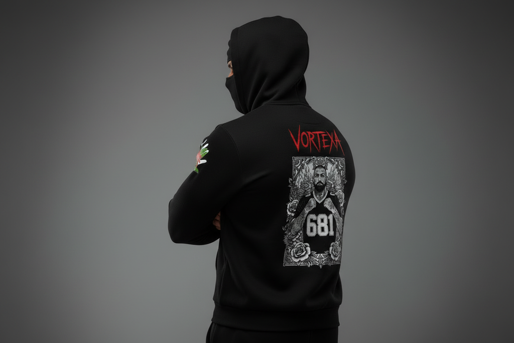 Vortexa Hoodie Back and Sleeve