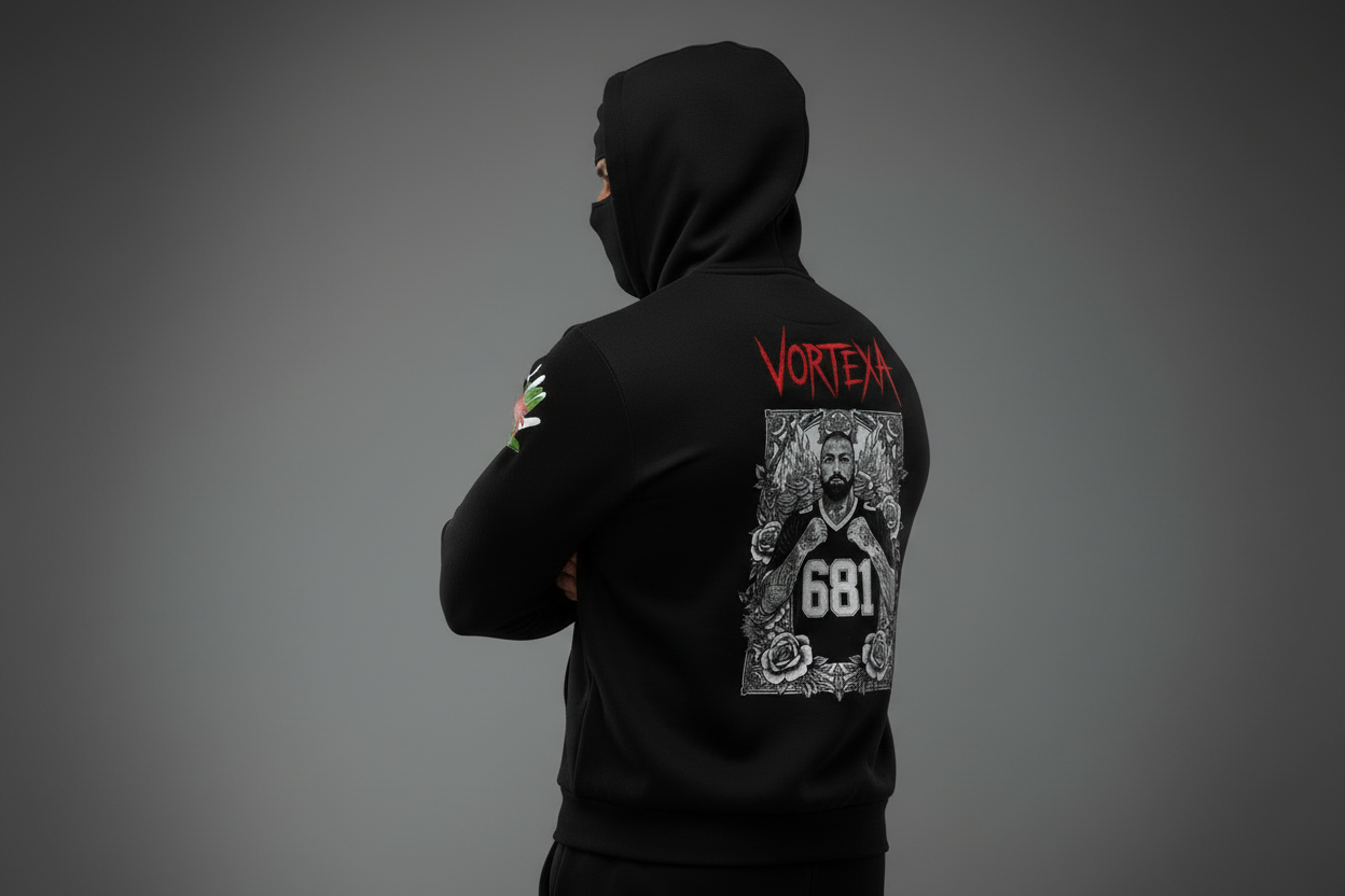 Vortexa Hoodie Back and Sleeve